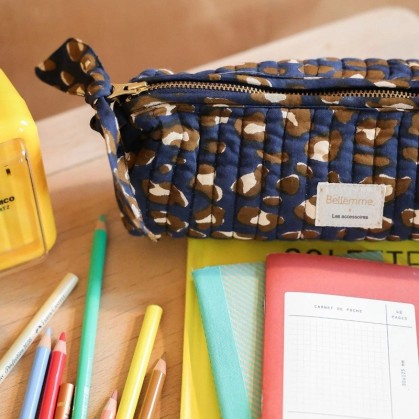 Trousse à crayons - Modèle Leopard bleu - Bellemme - Maison saudade - Nantes
