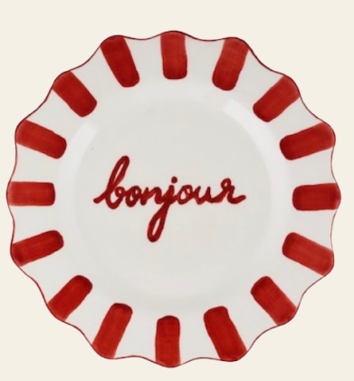 Assiette Bonjour - Rouge - Atelier pistache