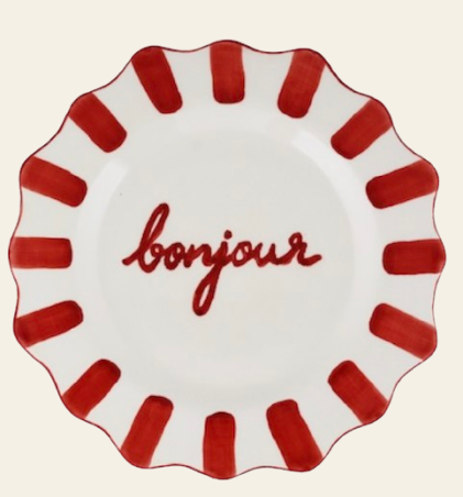 Assiette Bonjour - Rouge - Atelier pistache