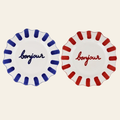 Assiette Bonjour - Rouge - Atelier pistache