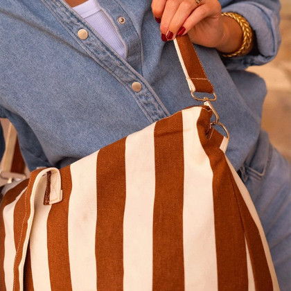 Sac weekend - Rayures marron beige - Mon Petit Léon