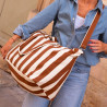 Sac weekend - Rayures marron beige - Mon Petit Léon
