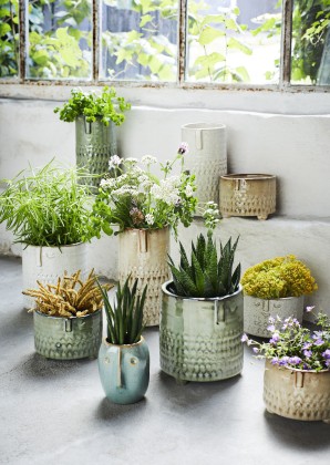 Pot visage vert clair