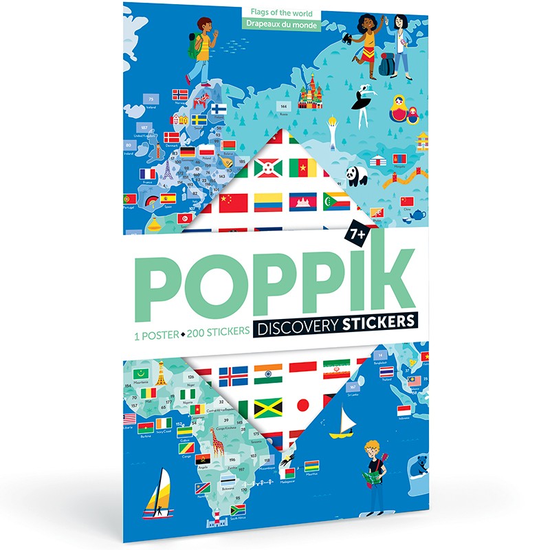 Poster éducatif stickers - Drapeaux du monde