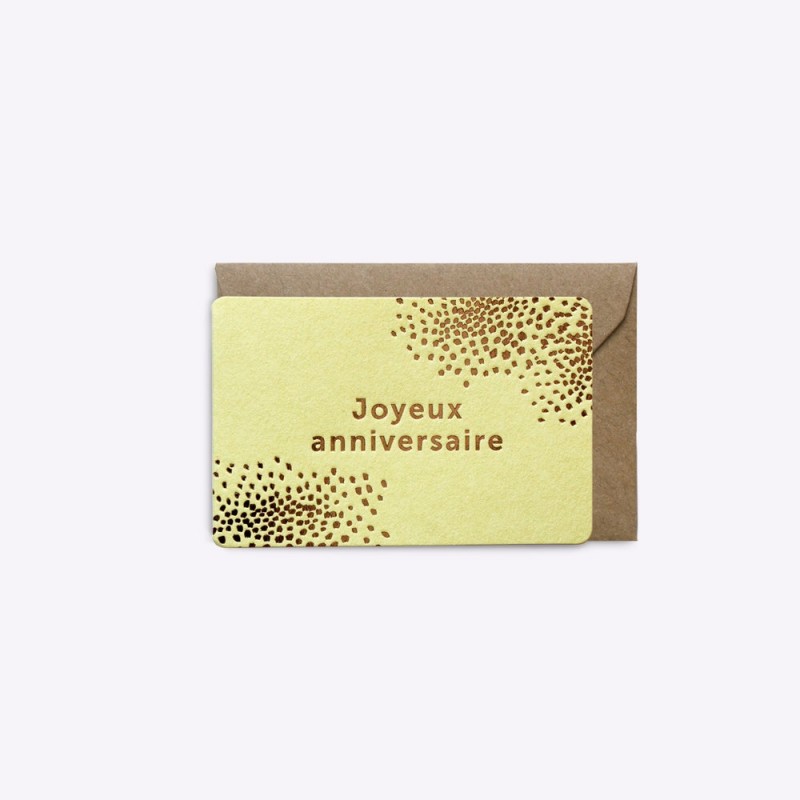 Mini-carte Bisous Joyeux anniversaire - Jaune pastel