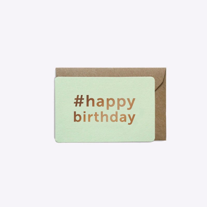 Mini-carte Happy Birthday - Vert d'eau