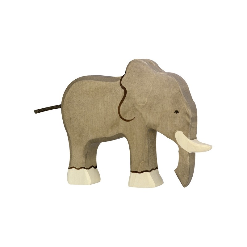 Figurine en bois éléphant trompe vers le bas - Holztiger