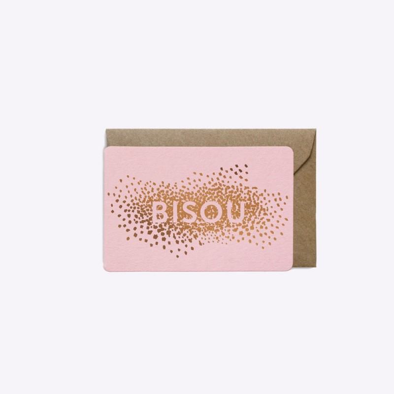 Mini-carte Bisou confettis - Rose