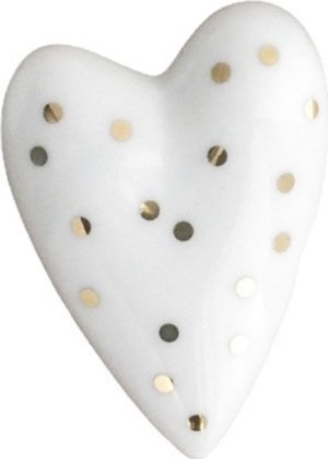Coeur porcelaine - pois dorés