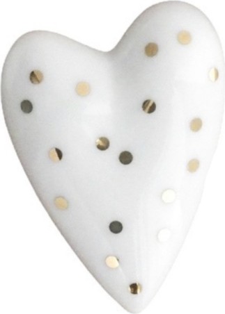 Coeur porcelaine - pois dorés