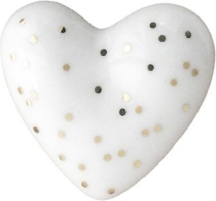 Coeur porcelaine - petits pois dorés