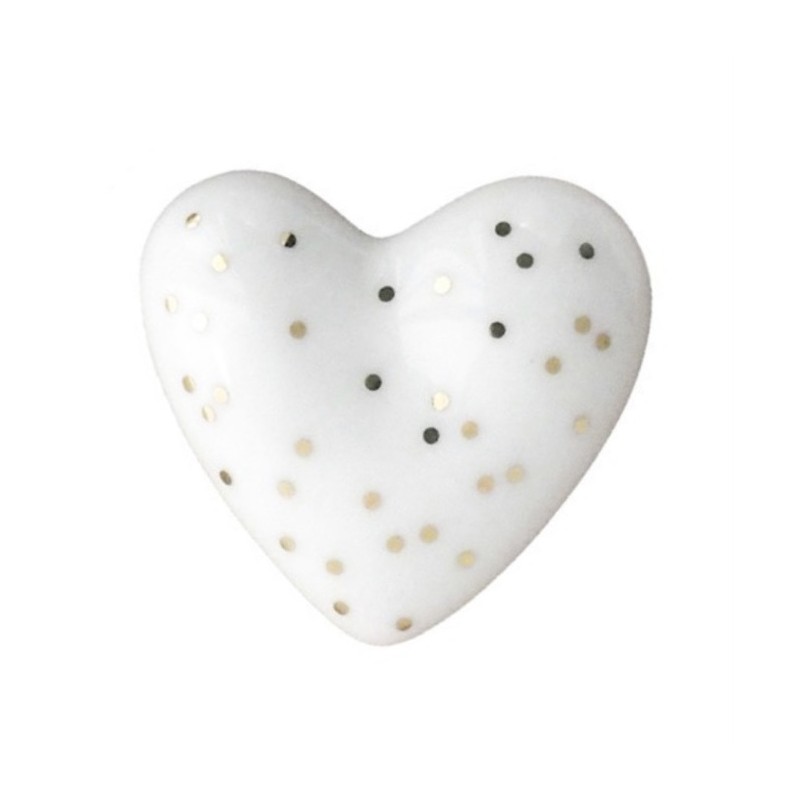 Coeur porcelaine - petits pois dorés