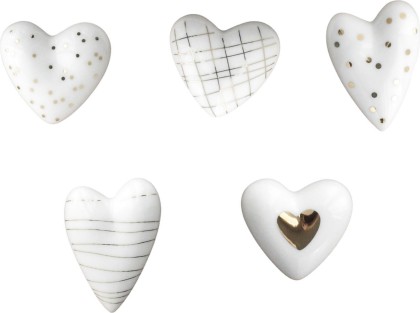 Coeur porcelaine - petits pois dorés