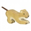 Figurine en bois petit lion jouant-Holztiger