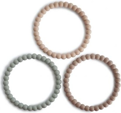 Lot de 3 bracelets anneau de dentition -Sauge/Rose/Nude