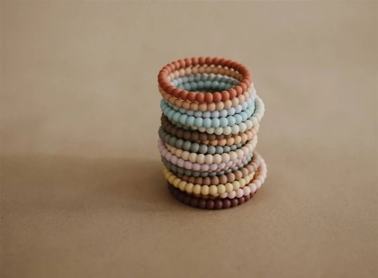 Lot de 3 bracelets anneau de dentition -Sauge/Rose/Nude