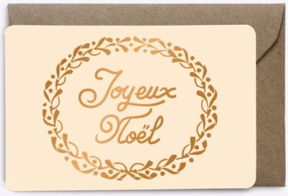 Mini-carte couronne Noël - Blanc rosé