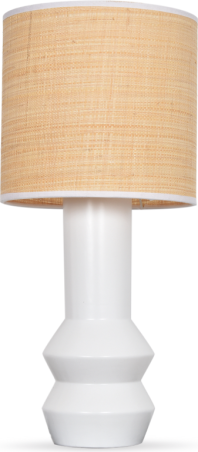 Lampe en raphia et céramique - Blanc