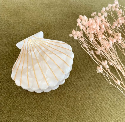 Barrette coquillage - Beige perle