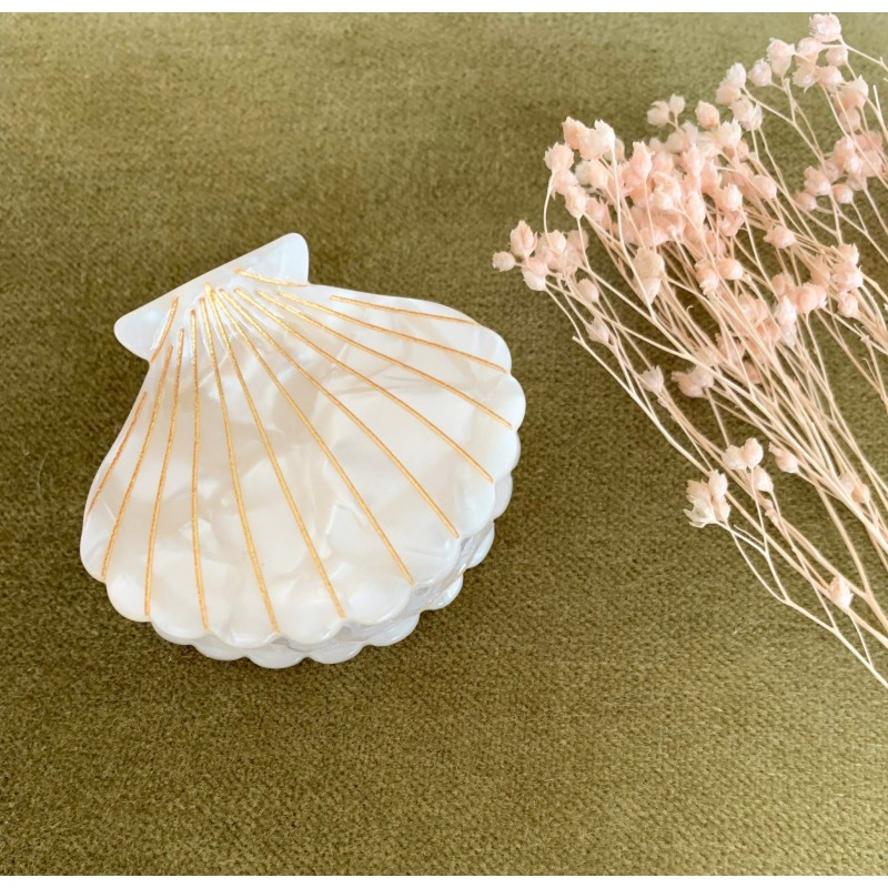 Barrette coquillage - Beige perle
