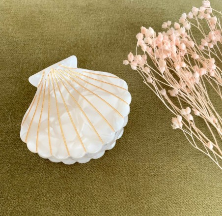 Barrette coquillage - Beige perle